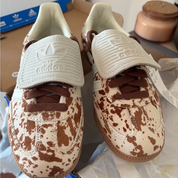 adidas Samba LT Cow-Print Sneakers in White and Brown - Picture 5 of 8
